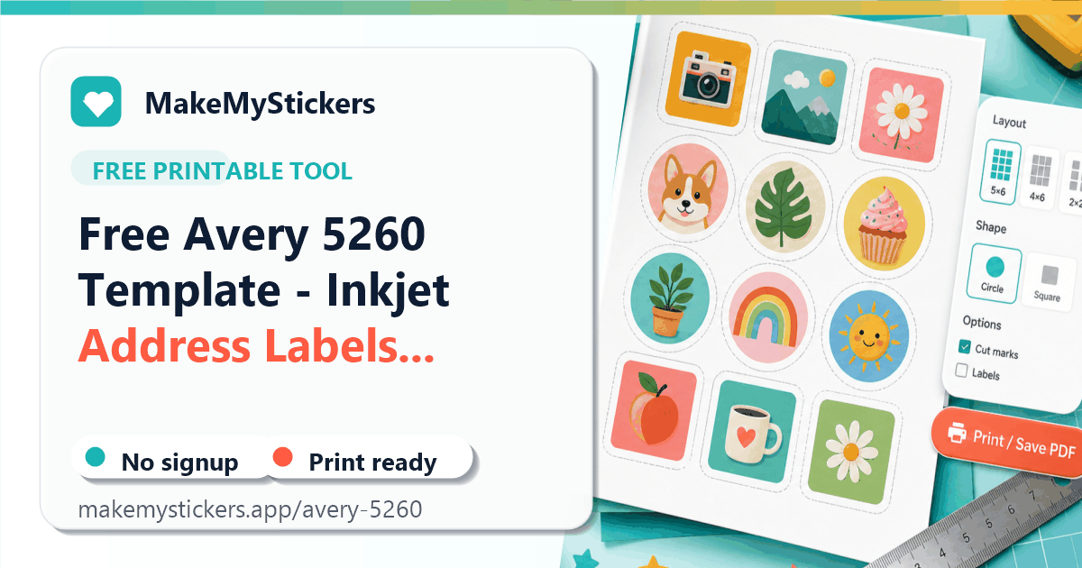 Free Avery 5260-Compatible Template - Address Labels (30-up)