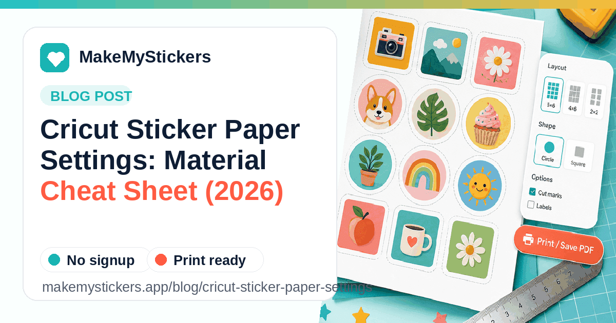 Cricut Sticker Paper Settings: Cheat Sheet (2026)