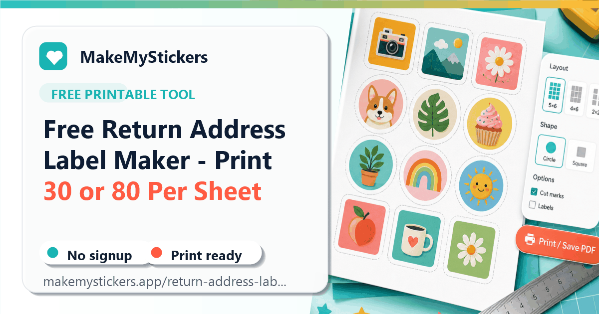 Free Return Address Label Maker - Print 30 or 80 Per Sheet